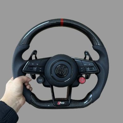 China Volkswagen R8/RS/GTI/Golf R Multi-Function Steering Wheel 55cm Diameter Red Stitch Color for sale