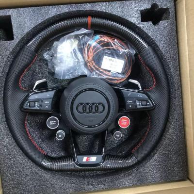 China 55cm Diameter True Carbon Fiber and Genuine Leather Steering Wheel for Audi R8 Full Series for sale