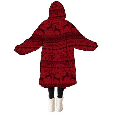 China 2022 Wholesale Anti-Static Christmas Blanket Design Velvet Fleece Hooded Blanket for sale