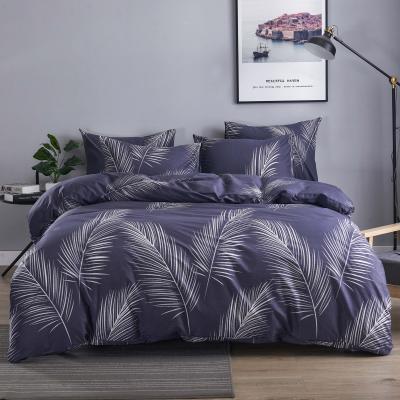 China Nondisposable 3PC Duvet Cover Set 1800 Count Brushed Microfiber Wrinkle Palm Leaves Bedding Set for sale