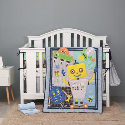 China Anti-static Cloth Wholesale Crib Polyester Cotton Baby Hutch Newborn Baby Bedding Set For Boy for sale