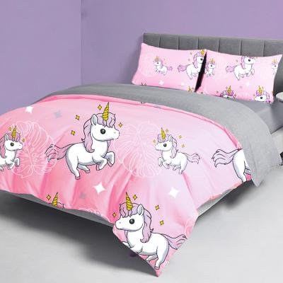 China Brand Kids Bedding anti-static designer placed Unicorn Rainbow Printed Kids Comforter bedding set for sale