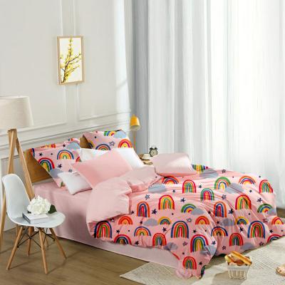 China Anti-Static Bedding Set Supplier Chinese Factory Rainbow Pattern Printed Kids Bed In A Bag Kids Bedding Set for sale