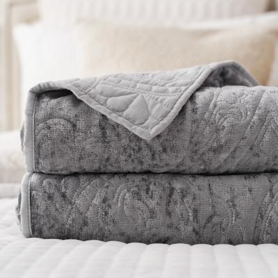 China Gray Quilt King Size Plain 100% cotton hand-quilted, pure cotton fabric and fill, 3 pc set King Size with shams, Pre-softened, for sale