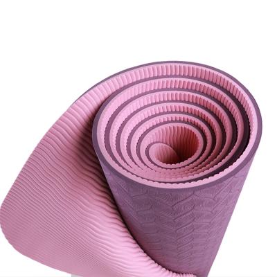 China Custom Logo Tpe Double Color Yoga Mat Durable Eco Friendly Wholesale Non Slip for sale