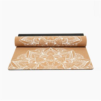 China Durable Custom Label Cork Natural Rubber Eco Friendly Printing White Yoga Mat for sale