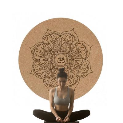 China Waterproof High Density Eco-Friendly Anti Slip Custom Design Viable Round Natural Cork Yoga Mat Meditation Circle for sale