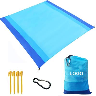 China Cheap Reversible Free Portable Outdoor Reversible Rug Free Foldable Waterproof Custom LOGO Beach Sand Proof Durable Beach Blanket for sale