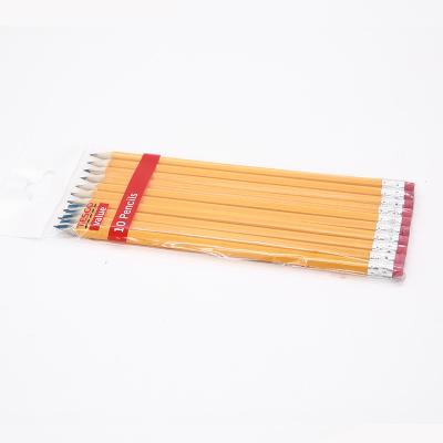 China office & School Pencil Yellow Round Rod HB Pencil With Printing , High Quality Standard Pencils With Eraser for sale