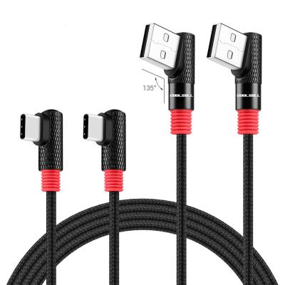 China Wholesale Angled Type-c Mobile Phone USB A To C Cable Kabel 90 Degree Data Sync Cord USB C Mobile Phone Charger Charging Cable for sale