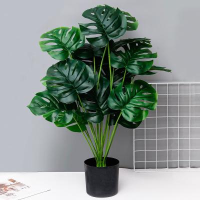 China Artificial Pe Palm Plants Leaves Faux Turtle Leaf Monstera Large Tropical Palm Tree Outdoor UV Artificial Plants Leaves for sale