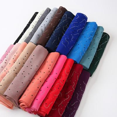 China Wholesale Good Quality Fashion Cotton Islamic Rhinestone Chiffon Muslim Women Hijabs Scarf for sale