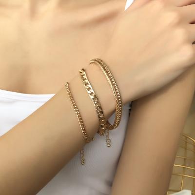 China Trendy new jewelry personality multi-layer alloy chain trend fashion lap bracelet set female for sale