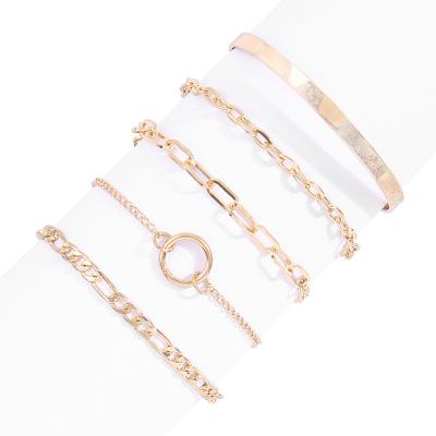 China Hiphop Exaggerated Alloy Bracelet Hip Hop Style Punk Gold Plated Ring Bracelet Personality Trend Chain Bracelet for sale