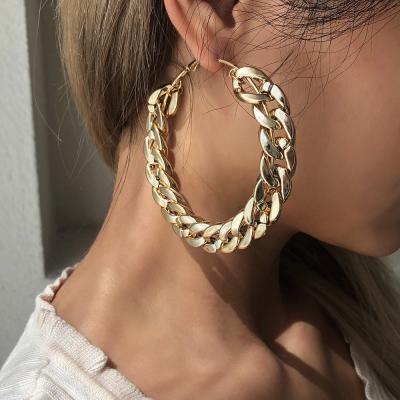 China European and American popular hyperbole earrings exaggerate personality big circle chain earrings popular earrings in Chaoren street for sale