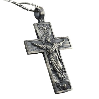 China Retro Style Christian Jesus Cross Religious Catholic Style Men's Pendant Necklace Jewelry for sale