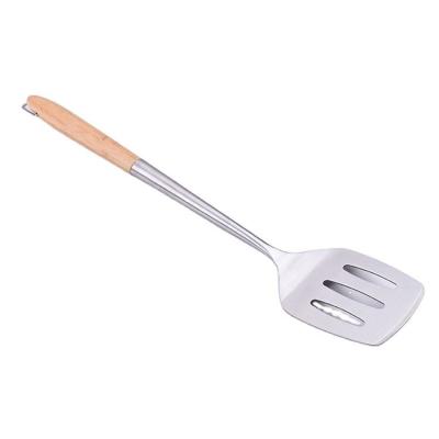 China New Model High Quality Stainless Steel BBQ Easily Cleaned Multifunctional Spatula With Wooden Handle BBQ Spatula for sale