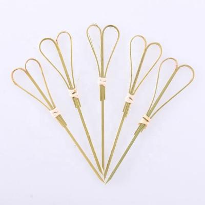 China Factory Directly Easily Cleaned Supply Eco-friendly Natural Twisted Bamboo Small Curved Skewer Wholesale For Bar Cocktail Party for sale