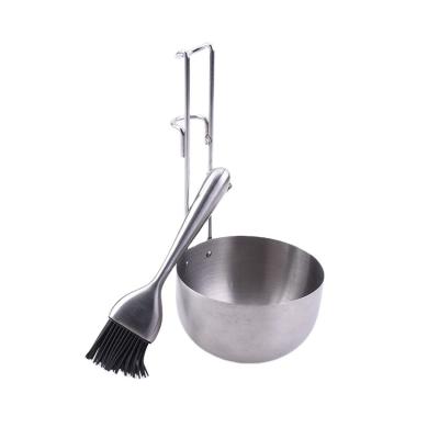 China Easily Cleaned Stainless Steel BBQ Tool Kit For Sale, Basting Pot And Sauce Brush BBQ Sauce Brush Tool for sale