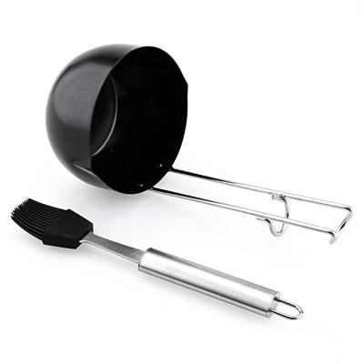 China Easily Cleaned BBQ Tool Kit For Sale Diffusion Oil Butter Sauce Pot And Silicone Basting Brush for sale