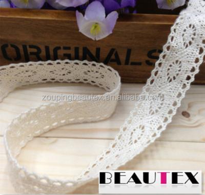 China Sustainable Hot Sale 100 Cotton Ivory Lace Ribbon Fabric And Wholesale Lace Trim For Decoration for sale