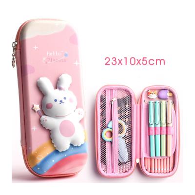 China Eco-Friendly Best 3D Unicorn Pen Bag Case Custom Eva Stationery Stock Hard Bulk School Pencil Case For Kids for sale