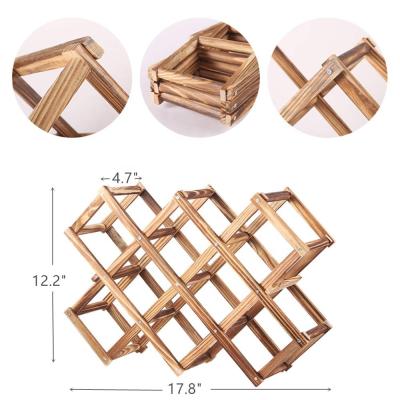 China Freestanding 3/5/6/10 Bottles Foldable Storage Rack Display Bamboo Wooden Wine Racks For Kitchen Bar Cabinets for sale