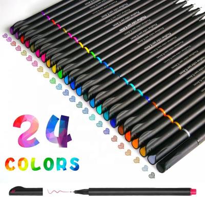 China Fine Line Fineliner Pens 24 Colors Fine Pen Set Sketch Writing Drawing Pack Liner Pens 0.4mm Fine Point For Kids for sale