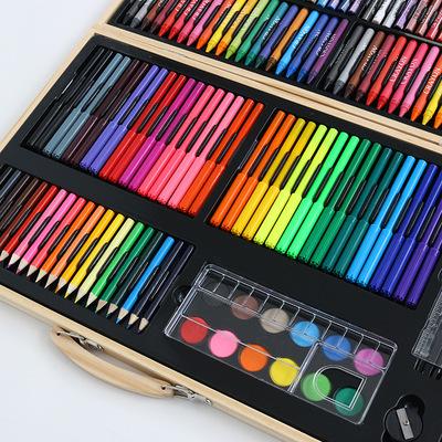 China Portable Case Amazon Best Selling 180 PCS Art Box Drawing Kit Kids Wooden Art Set for sale