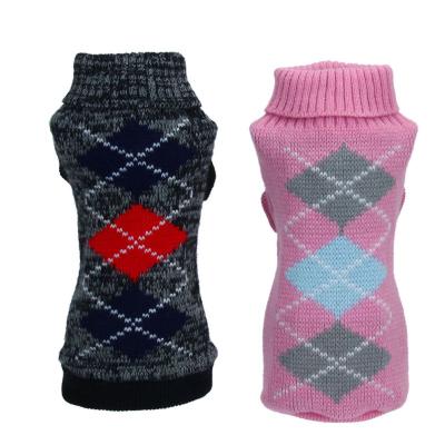 China CLASSICS Pet Clothes Puppy Sweater Jacquard Knitted Plaid Pet Jumper Coat Apparel Black Pink for sale