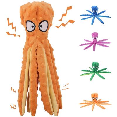 China Cloth Dogs Play 8 Legs Octopus Soft Plush Squeaky Toys Purse Interactive Chewing Molar Tooth Toy Sounder Sounding Paper for sale