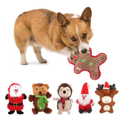 China Other 20cm Christmas Corduroy Dog Toys For Small Large Puppy Plush Cartoom Dogs Noise Resistant Toy Pet Accessories Chew Squeaky Bite for sale