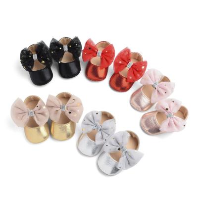 China Wholesale Kid Flat Baby Shoes 2022 Bowknot Unique Soft Cute Princess Dress First Walking For Baby Kids Toddler Baby Shoes In Stock for sale