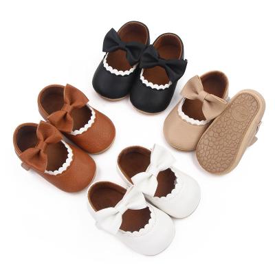 China Moq Flat 1 Baby Shoes Walking Shoes PU High Quality Outdoor Rubber Soft Sole Low Cloth Is Comfortable Stylish Toddler Girl Shoes for sale