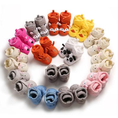 China Breathable Soft Cute Animal Fleece Boot Newborn Toddler Cartoon Soled Baby Booties Booties for sale