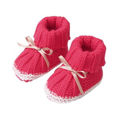 China Insulative Minixiong Newborn Baby Booties Knitted Baby Shoes Baby Cashmere Booties Techniques Knitted Product Type Socks for sale