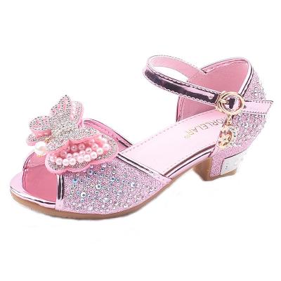 China 2022 waterproof high quality fashion girl shoes children girls high heel flats kids dress show shoes girls wedding shoes for sale