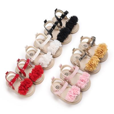 China Flatbed 2022 Summer Sandals Flower Babies Sandal Shoes Tpr Sole for sale