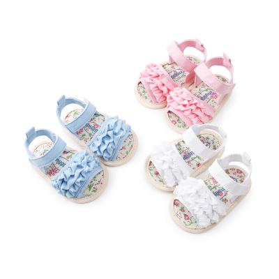 China Amazon Cotton Fabric Breathable Warm Flowers Lace Up Soft Unique Baby Sandals Toddler 0-2 Years Old for sale