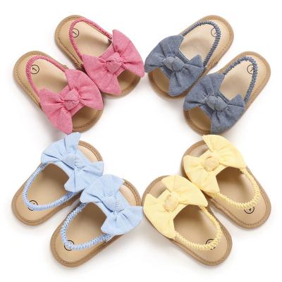 China 2022 Summer Newborn Bow Elastic Breathable Shoes Infant Toddler Slides Baby Sandals for sale