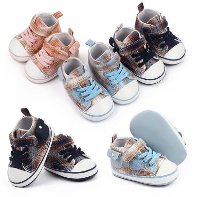 China Four Seasons Direct Sales Canvas Men's and Women's Lattice Pocket Walking Shoes Classic Soft Sole Baby Shoes Manufacturer for sale