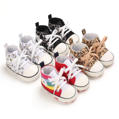 China Designer Wholesale Printed Odm /oem Breathable Canvas Shoes First Walker Boy And Girl Crib Baby Shoes for sale