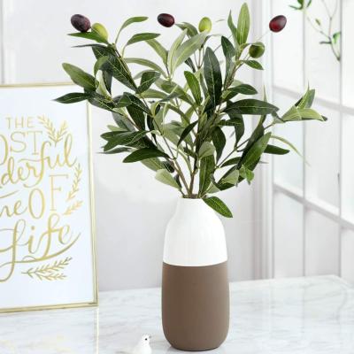 China Eco-Friendly Artificial Olive Leaves Branches (5pcs) and Stems with Fruit Greenery for Vases Artificial Faux Tree Plant Olives Leaves Throw for sale