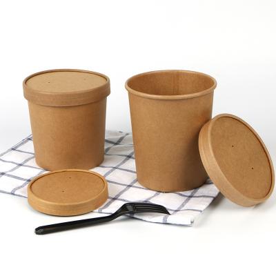 China Disposable Custom Brown Kraft Paper Soup Cup for sale