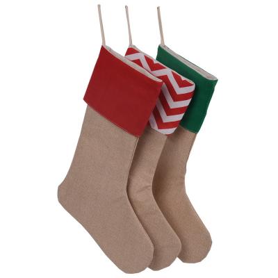 China Fashion New Christmas Reusable Cotton Stocking Small Package Gift Canvas Bag for sale