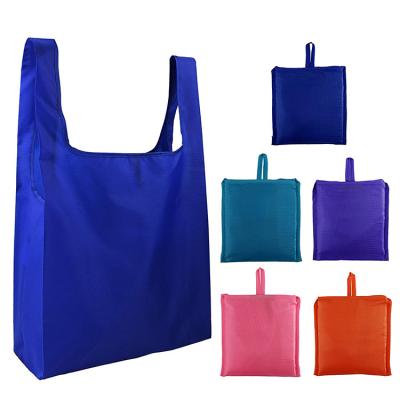 China Polyester Reusable Shopping Tote Foldable Into Attached Pouch Reusable Grocery Bag for sale