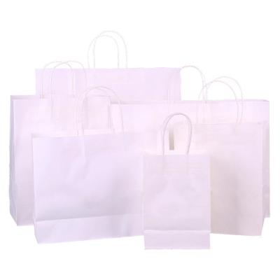 China Recyclable Logo Design Packing Kraft White Custom Craft Recycled Paper Shopping Bag for sale