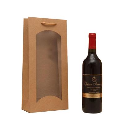 China Recyclable Customized Paper Bag With Window For Wine With Rope Handle for sale