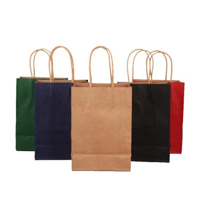 China Recyclable Custom Design Printed Yellow Kraft Paper Bag Flat Handle Small Tote for sale