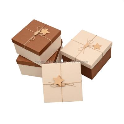 China Handmade Custom Brown Kraft Paper Gift Paper Box Packaging With String for sale